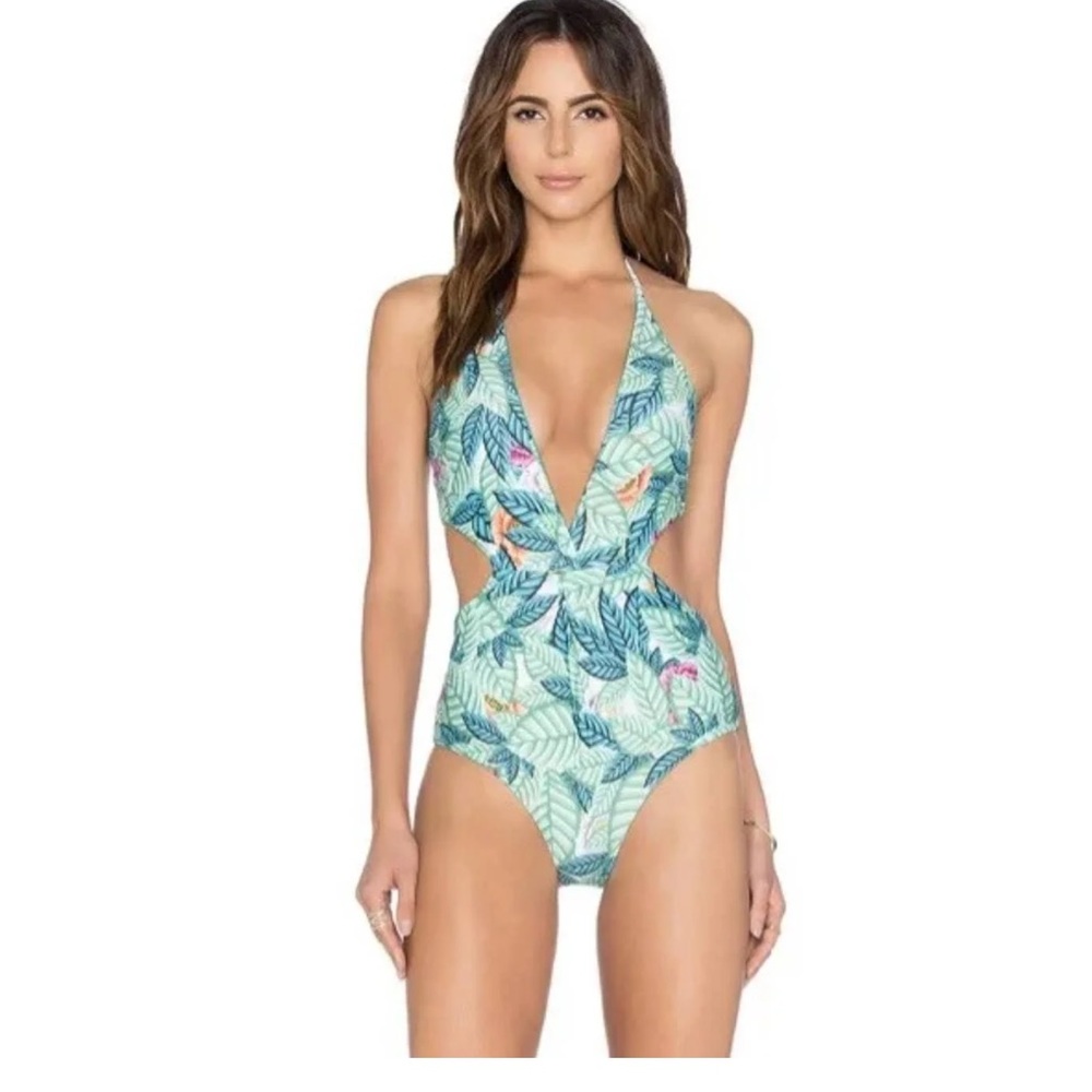 Mara Hoffman floral jungle cut out size small